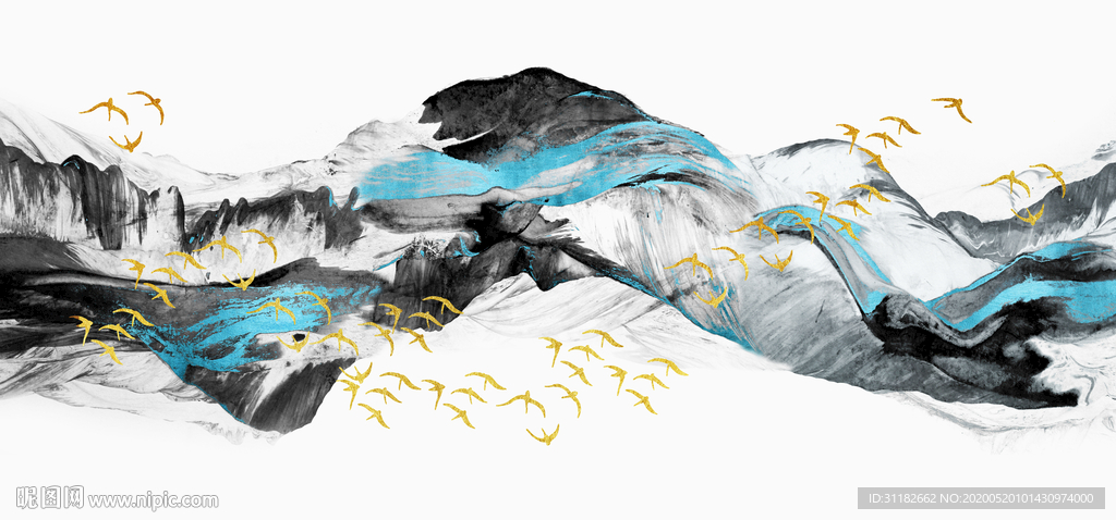 新中式山水床头画