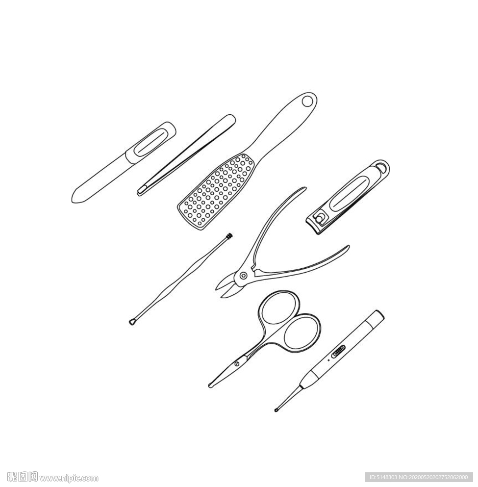 指甲刀套装矢量图绘制