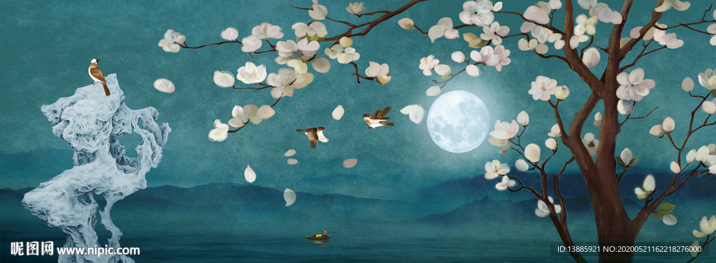 现代山水花鸟装饰画