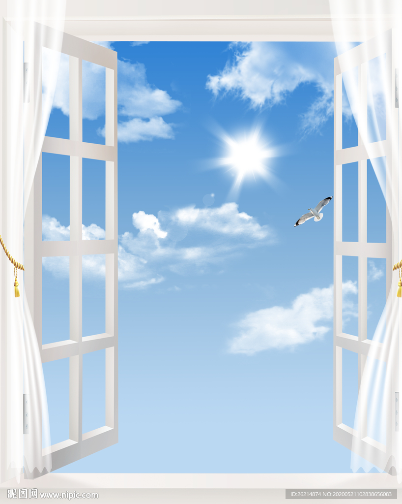 窗外蓝天白云