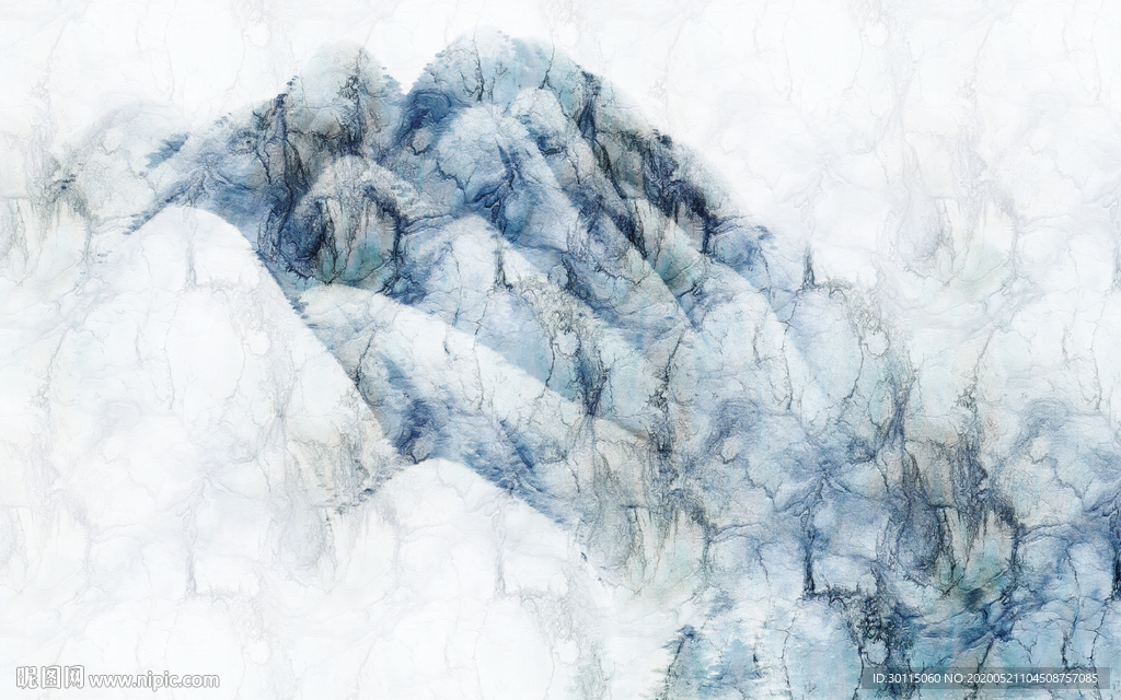 蓝色花纹大理石背景墙