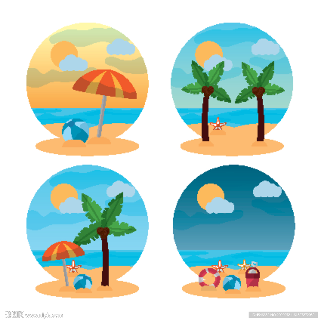 夏天矢量风景海报元素图