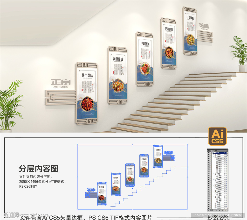 餐饮楼梯文化墙