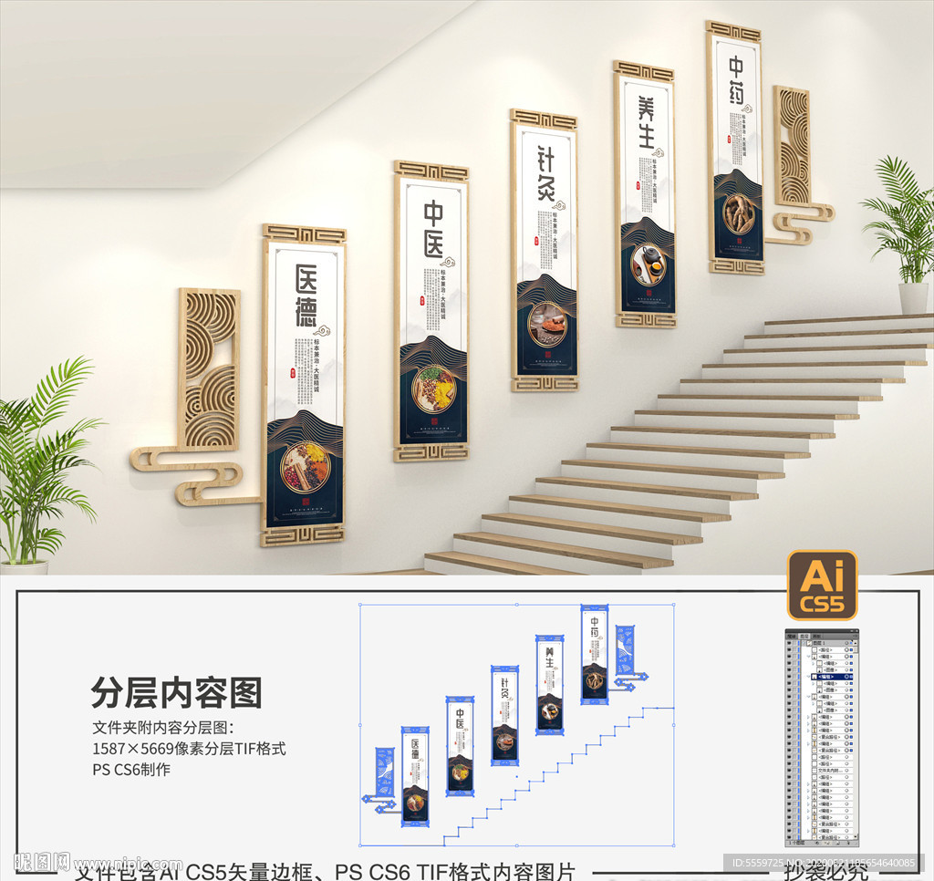 中医楼梯文化墙