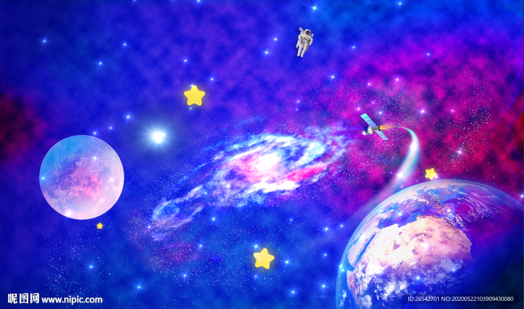 星空月亮唯美背景天顶吊顶