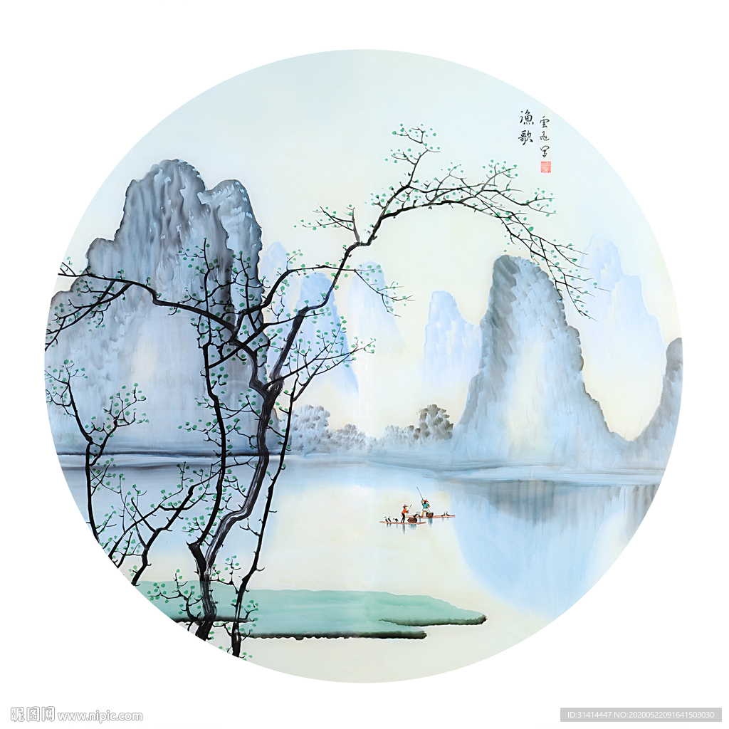 水墨山水装饰画 合层