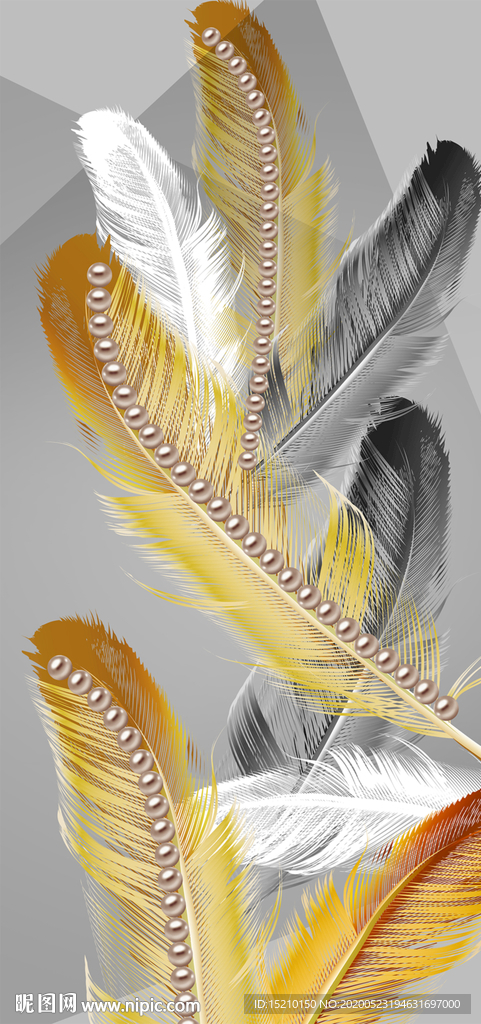 金色羽毛玄关背景墙