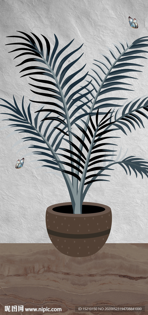 热带植物玄关背景墙