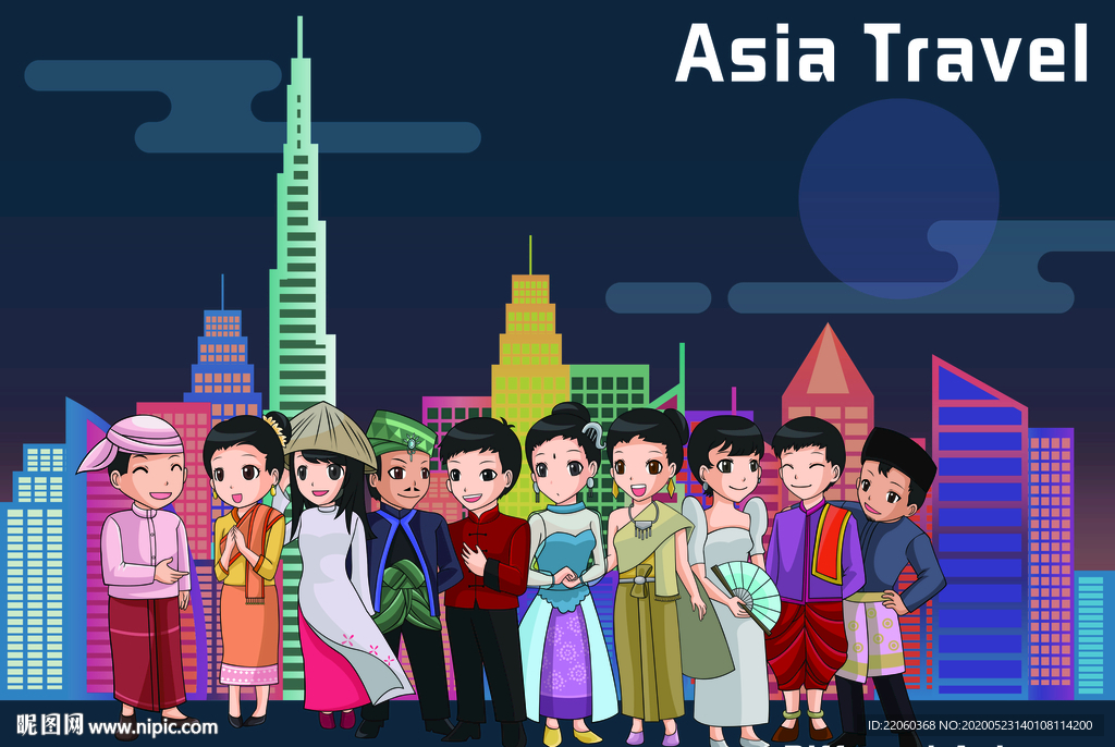 亚洲旅游卡通角色