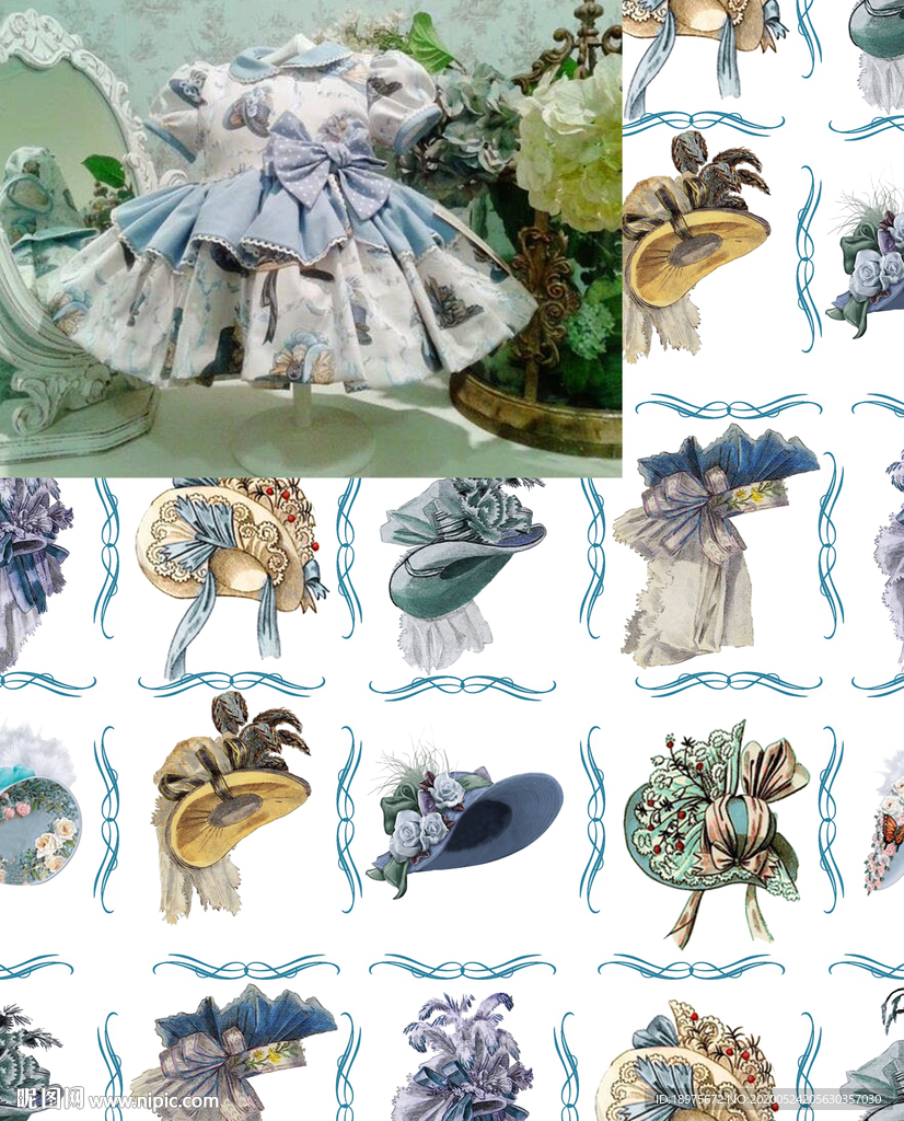 欧美宫廷风服装图案