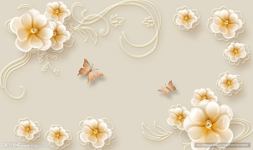 蝶恋花珠宝电视背景墙