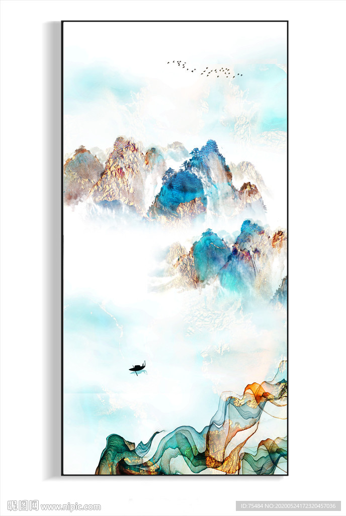 水墨山水装饰画背景墙