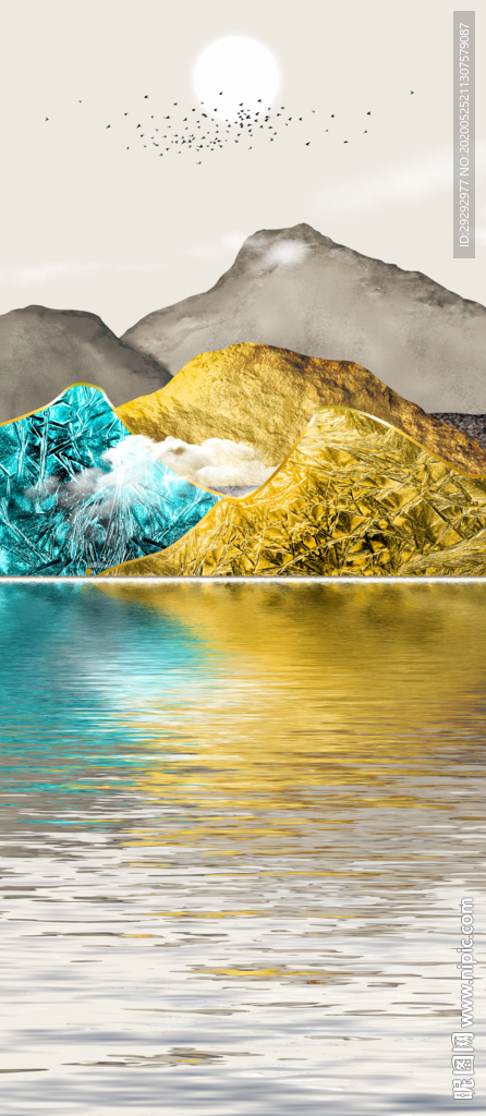 新中式晶瓷山水玄关