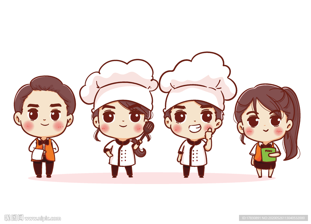 卡通厨师服务员形象设计