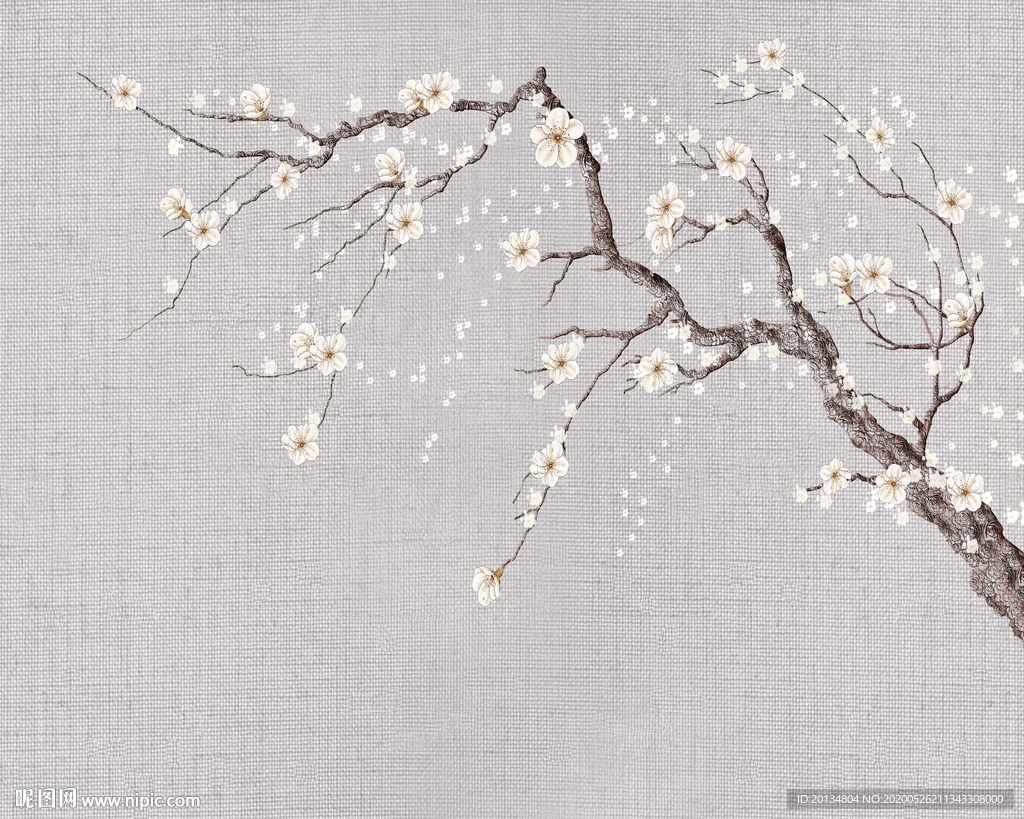 简约梅花素色背景墙