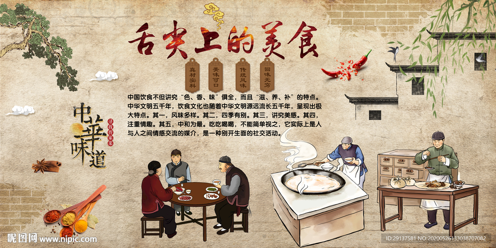 中式餐饮装饰背景