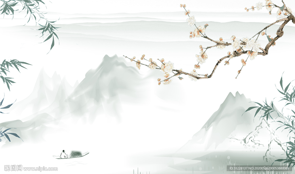 古典山水电视墙