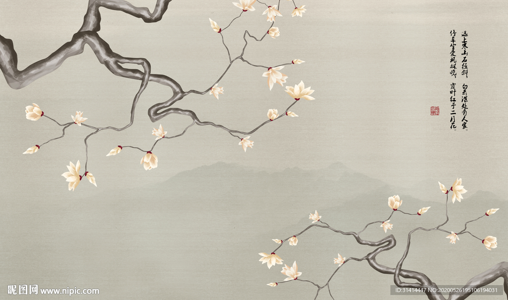 新中式花鸟背景墙