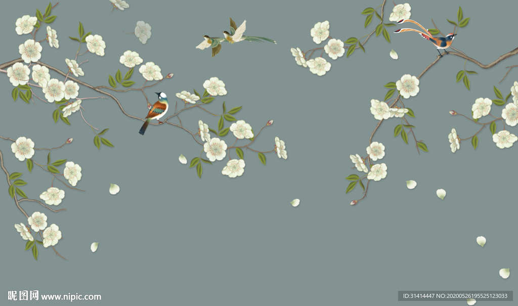 新中式花鸟背景墙