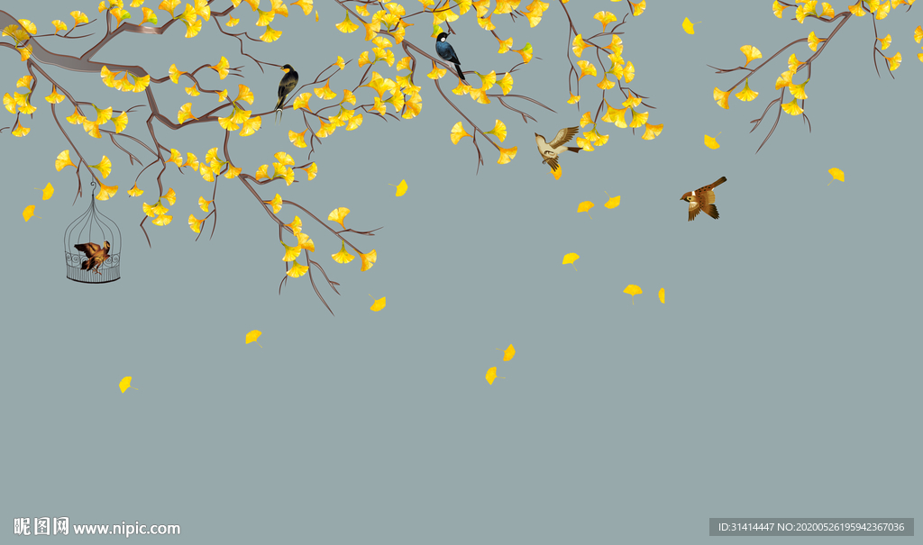 新中式花鸟背景墙