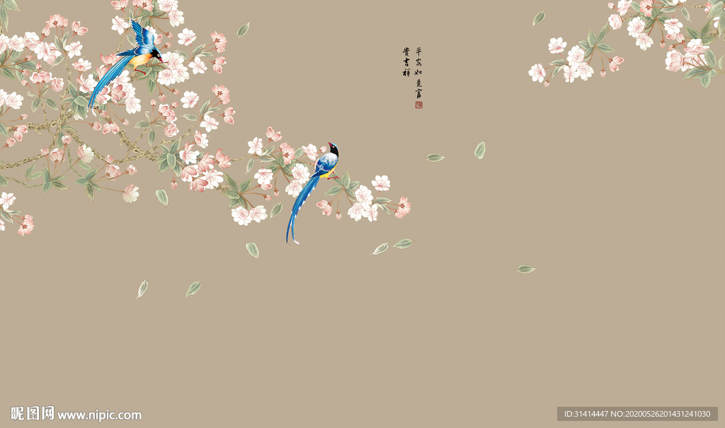 新中式花鸟背景墙