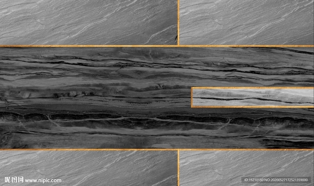 金色线条大理石电视背景墙