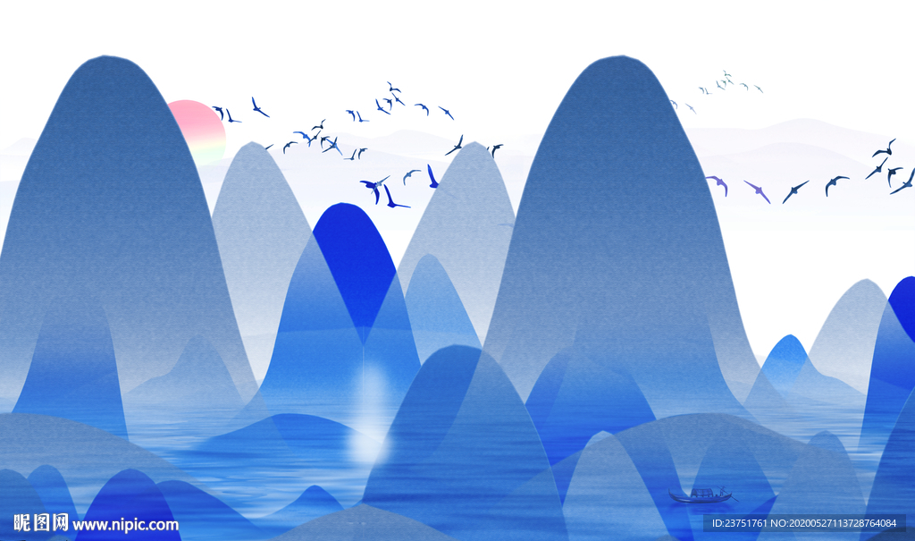 竖幅山水画
