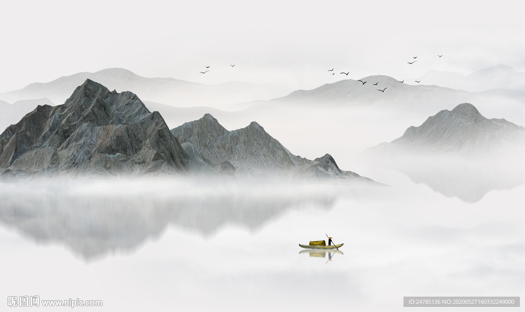 意境水墨山水画