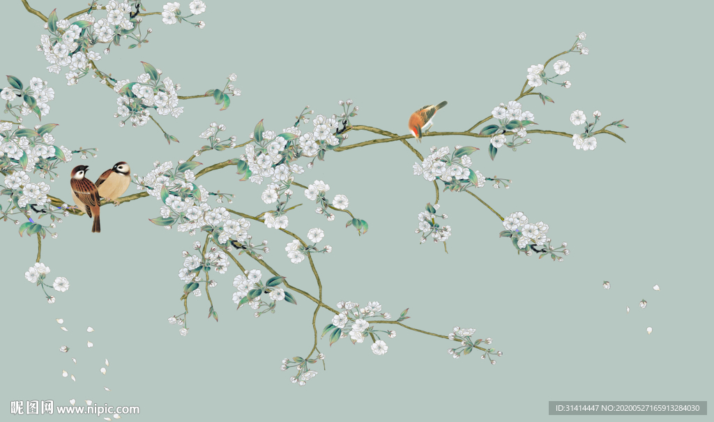 新中式花鸟背景墙