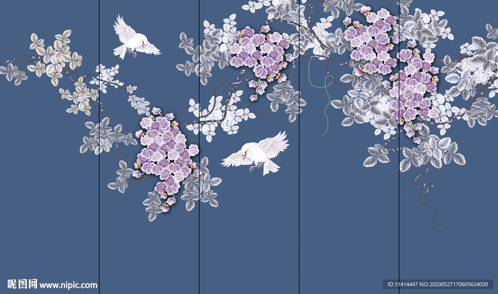 新中式花鸟背景墙