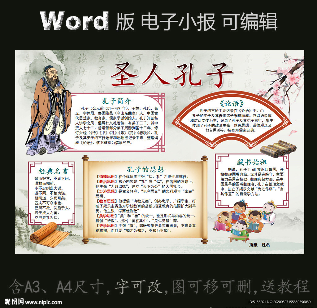 word版电子小报名人圣人孔子