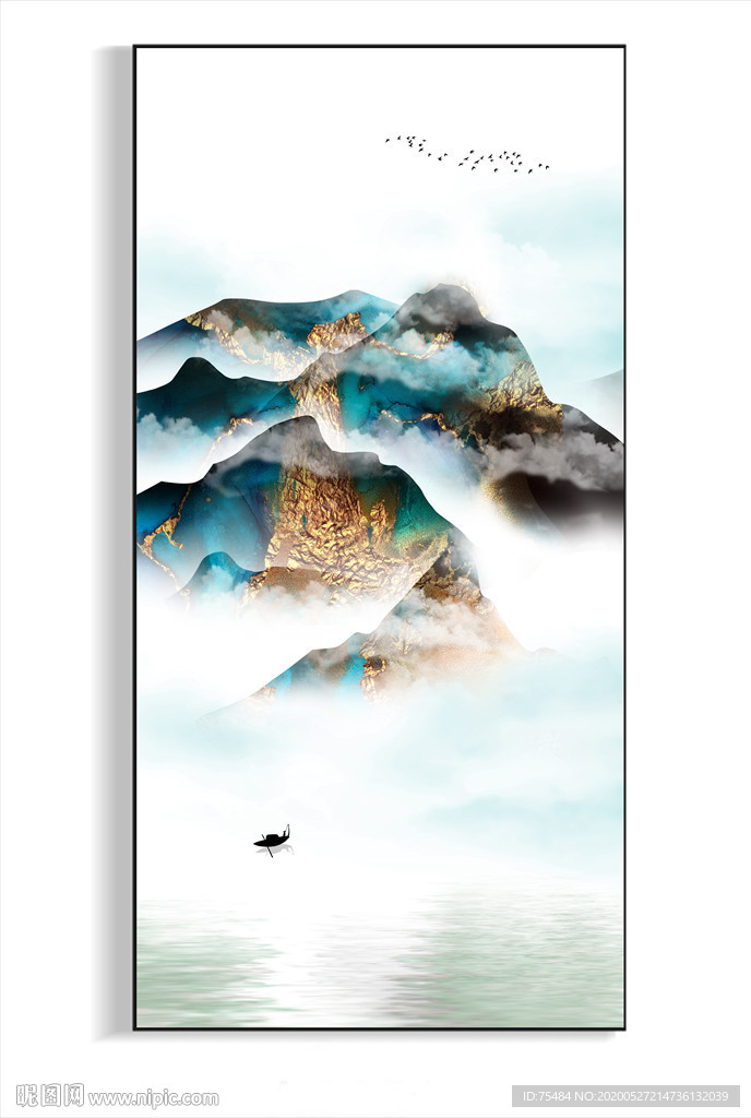 中式轻奢山水晶瓷装饰画