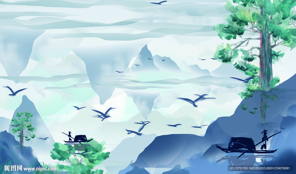 水墨山水画图