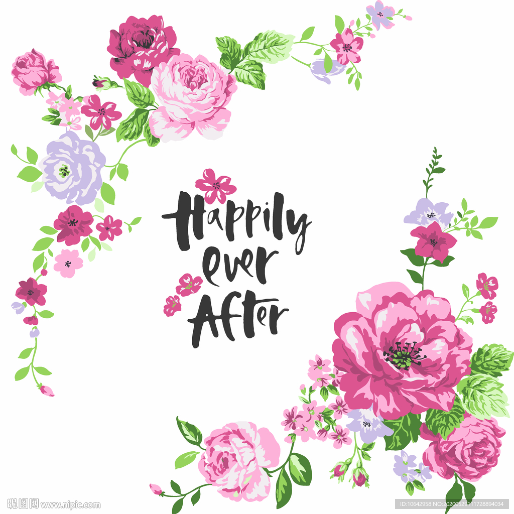 清新花卉字母插画