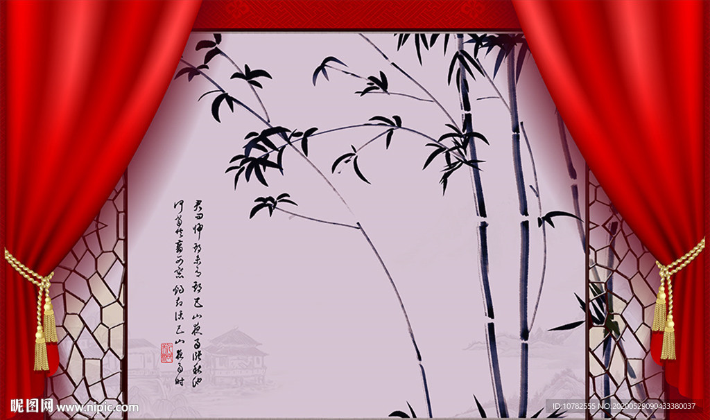 影楼竹子背景墙