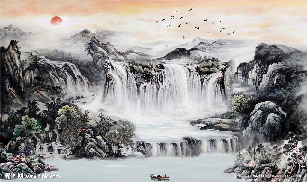 水墨山水背景墙