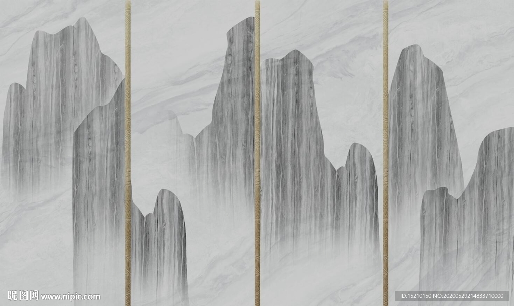 大理石国画山水电视背景墙