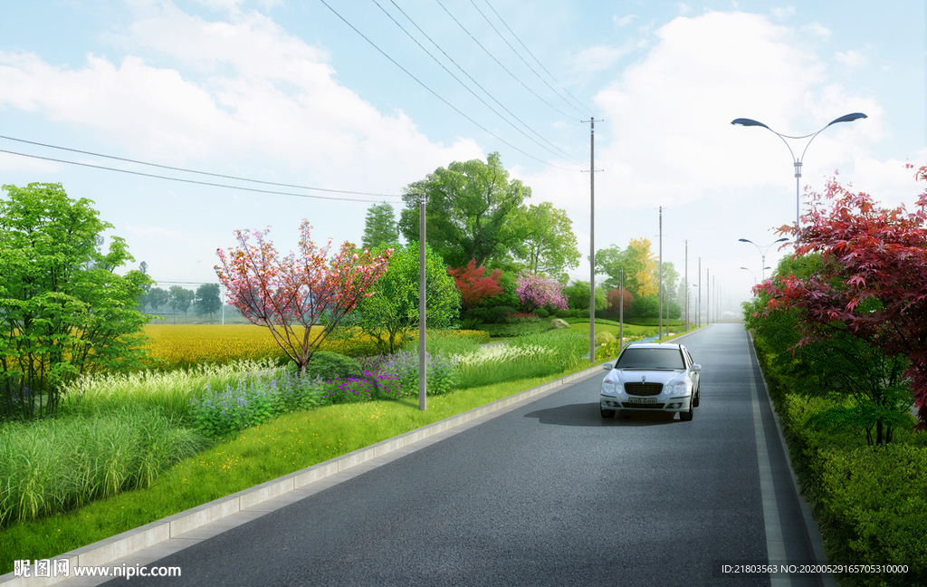 景观效果图道路效果图乡村效果图