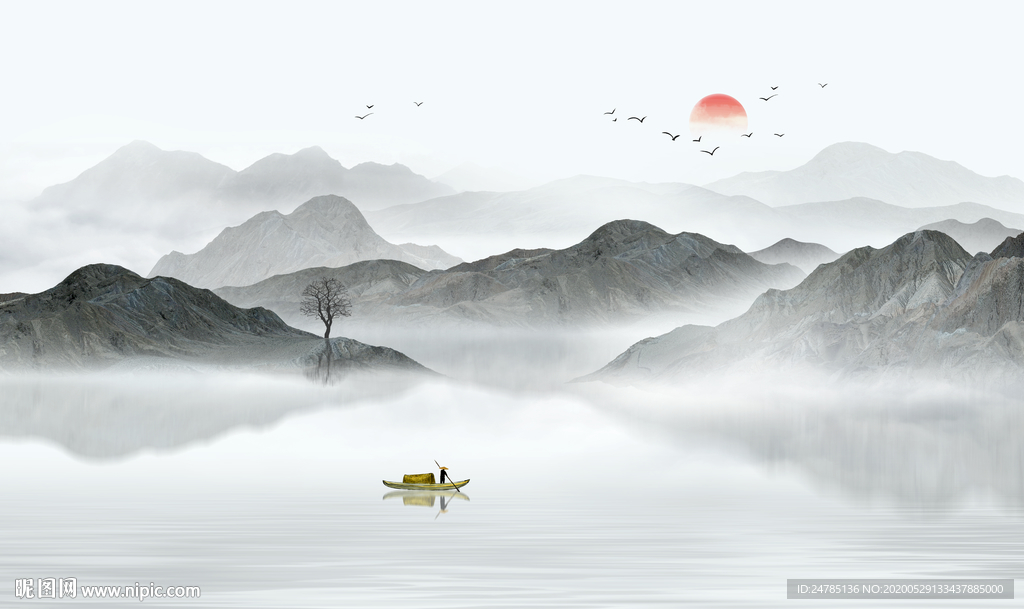 意境水墨山水画