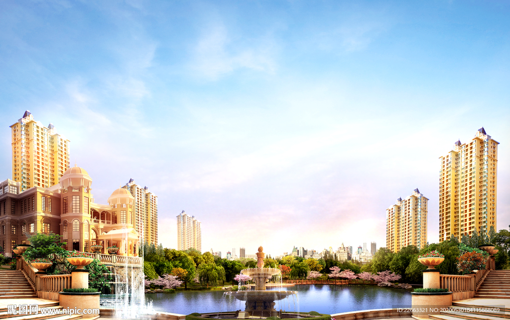 地产恒大湖景效果图