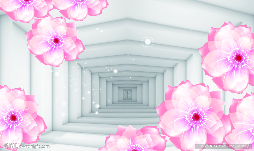 3D粉色花卉图片