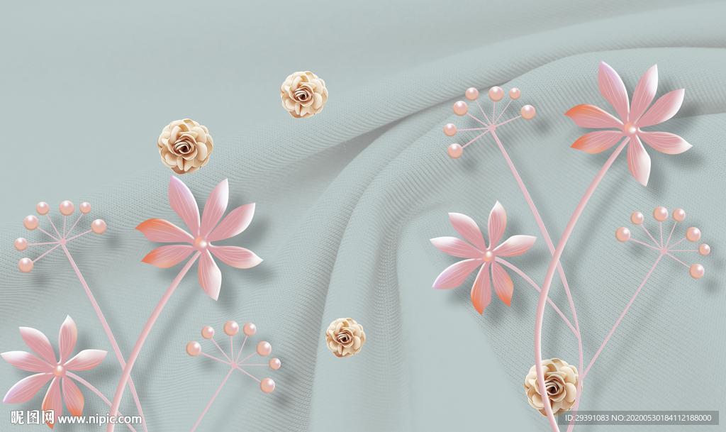 3D珠宝花卉背景