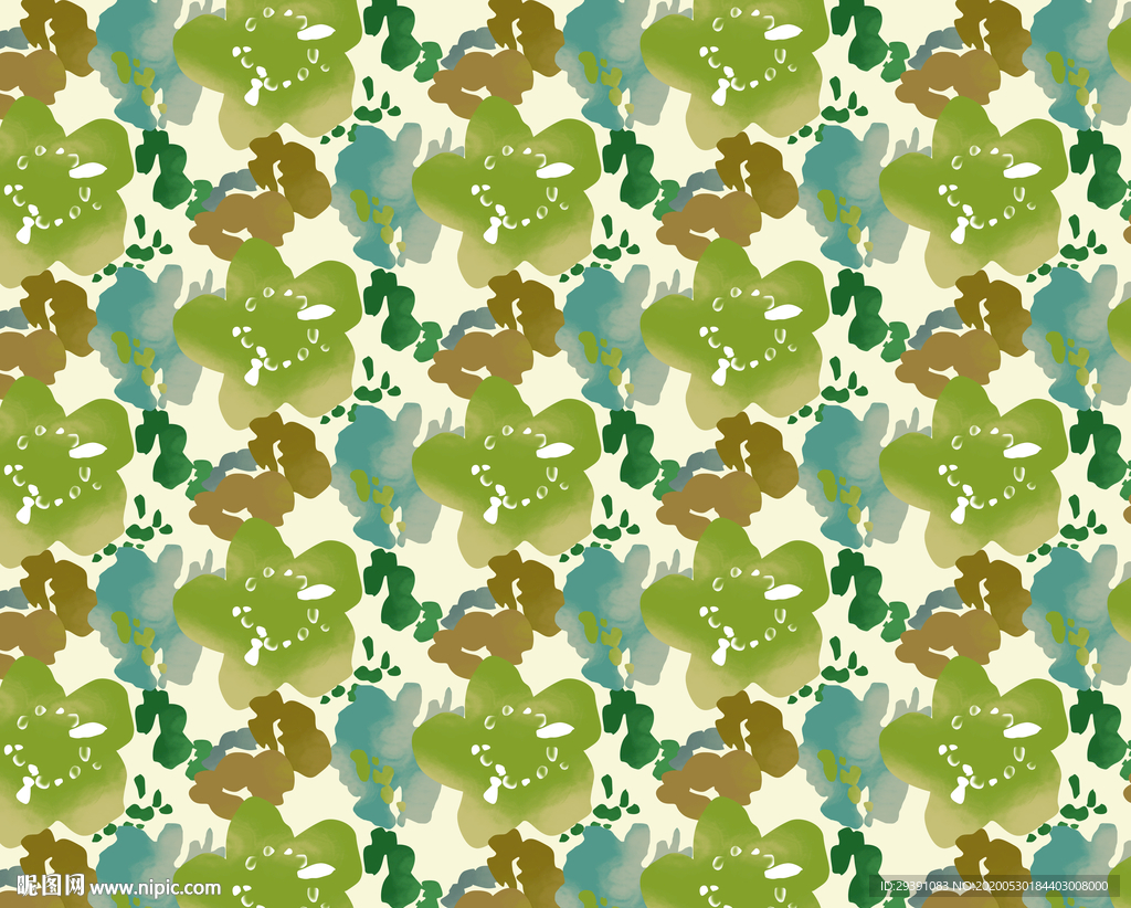 绿色水彩花卉背景