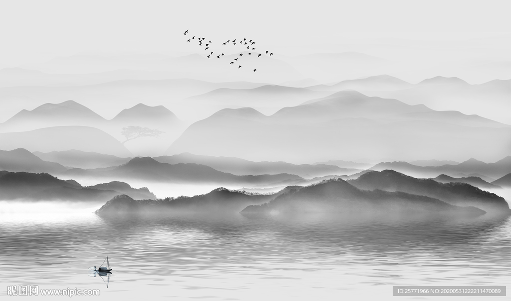 山水墙画 山水背景墙 山水画