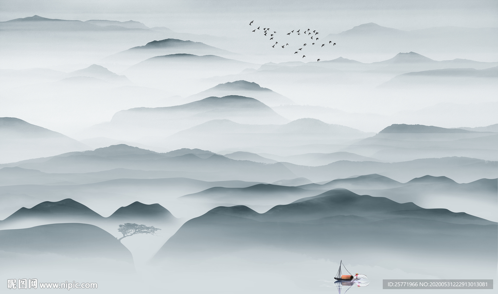 水墨山水背景墙 山水背景墙