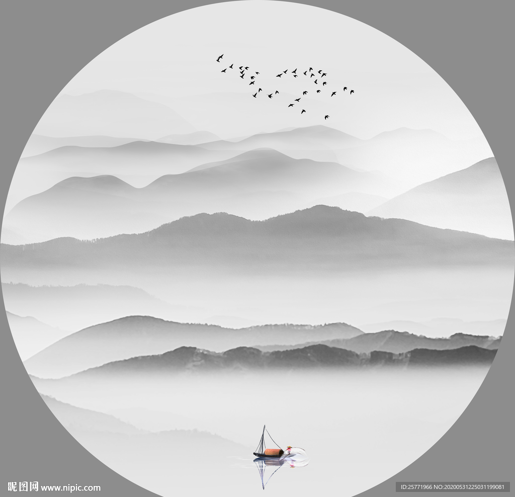 新中式山水画 水墨山水