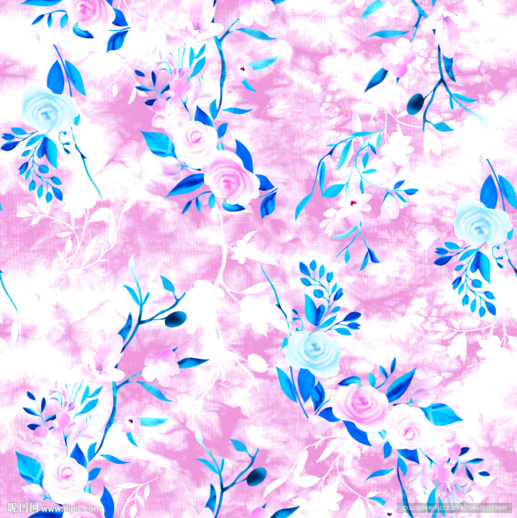 扎染花 玫瑰花 水彩花