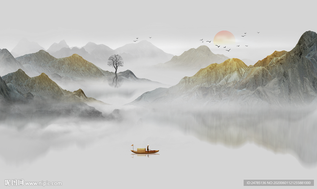 意境水墨山水画