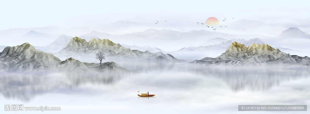 巨幅水墨山水画