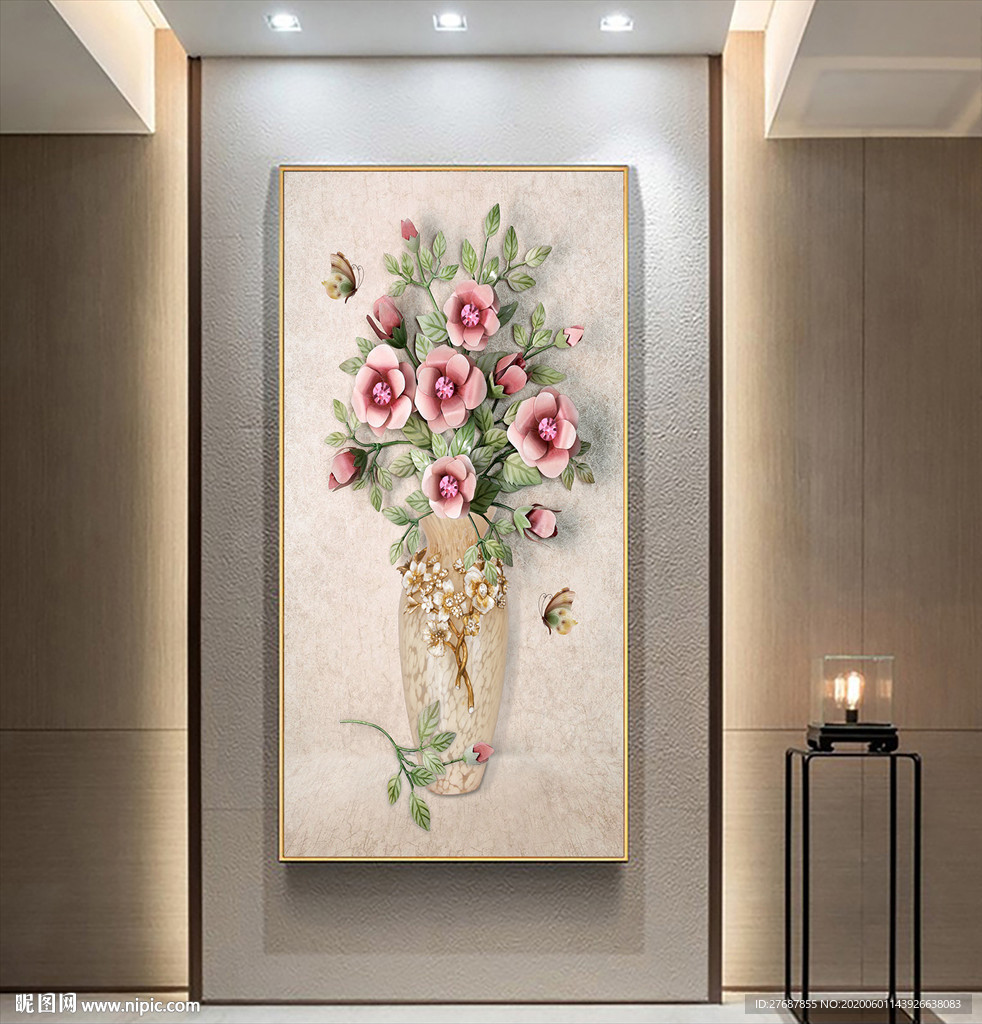 油画花瓶玄关画